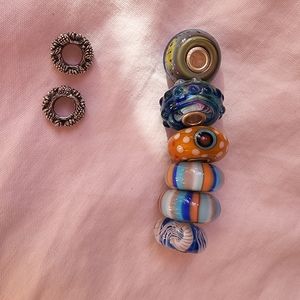 Set of 6 Trollbeads and 2 Niwa Spacers Authentic and beautiful set